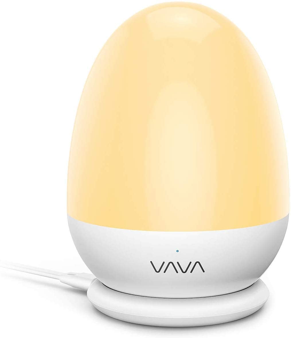 Adjustable Brightness & Color Night Light for Kids VAVA LED Bedside Lamp for Children 80 Hr Runtime Baby Nursery Lamp for Breastfeeding Safe ABS Eye Caring Touch Control White 