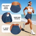 thumbnail image 4 of NELEUS Womens Athletic Shorts 2 in 1 Flowy Crossover Running Shorts with Pockets Workout Shorts,Navy Blue,US Size 2XL, 4 of 8