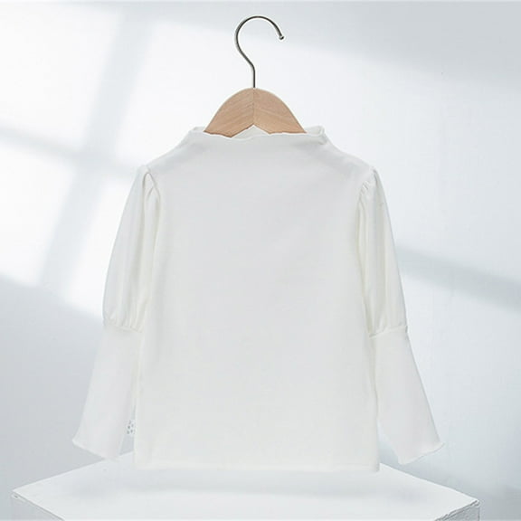 Boys T Shirts White Long Sleeve Shirt Girls Kids Fall Tops Crewneck Basic Tees Cotton Kids Sweatshirt Girls Shirts Size 4-5 Years