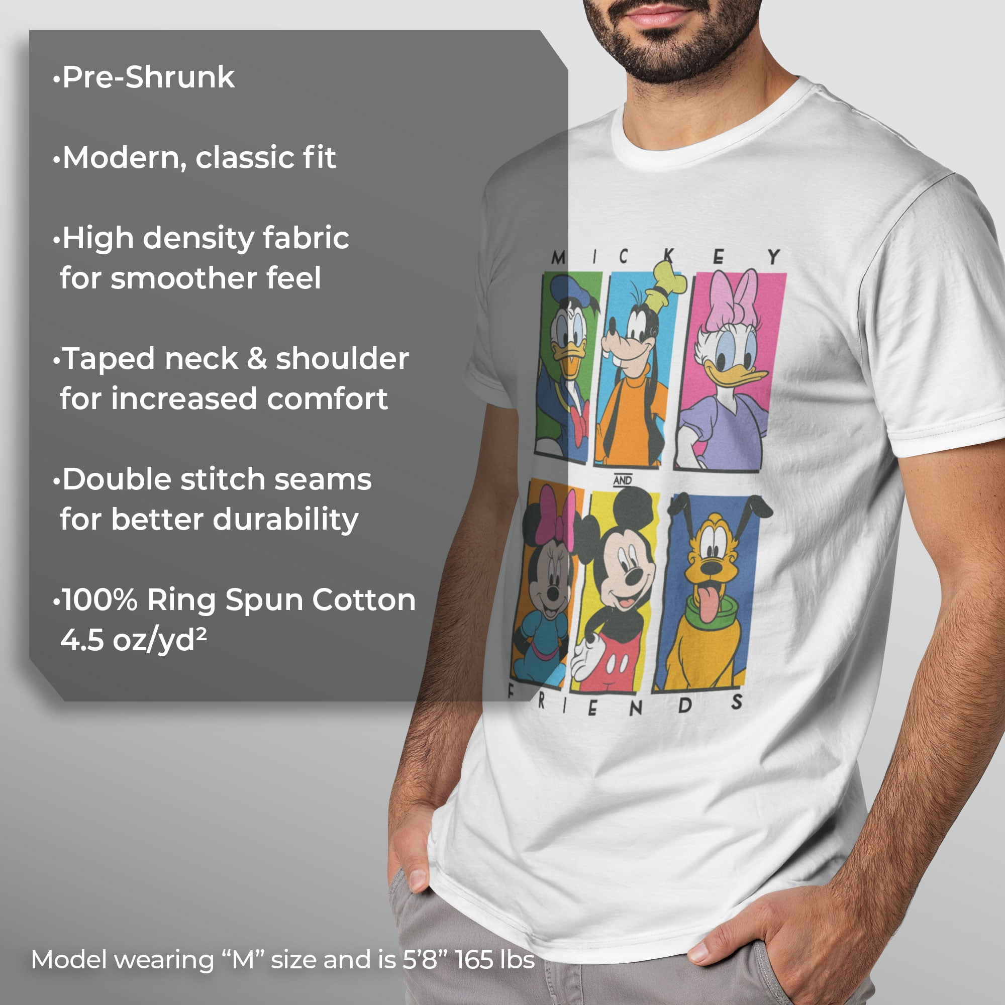 Men's Mickey & Friends Colorful Character Panels Graphic Tee White Small
