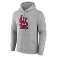 thumbnail image 2 of Men's Heather Gray St. Louis Cardinals Official Logo Fitted Pullover Hoodie, 2 of 3