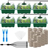 

6 Pack Seed Starter Tray Kit with Grow Light and Humidity Dome Germination Trays with 72 Peat Pellets Plant Labels Gardening Tools Plant Growing Trays for Seeds Growing Starting Green(A)