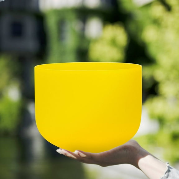 TOPFUND 528 Hz Yellow Crystal Singing Bowl 8 inch Suede Stick