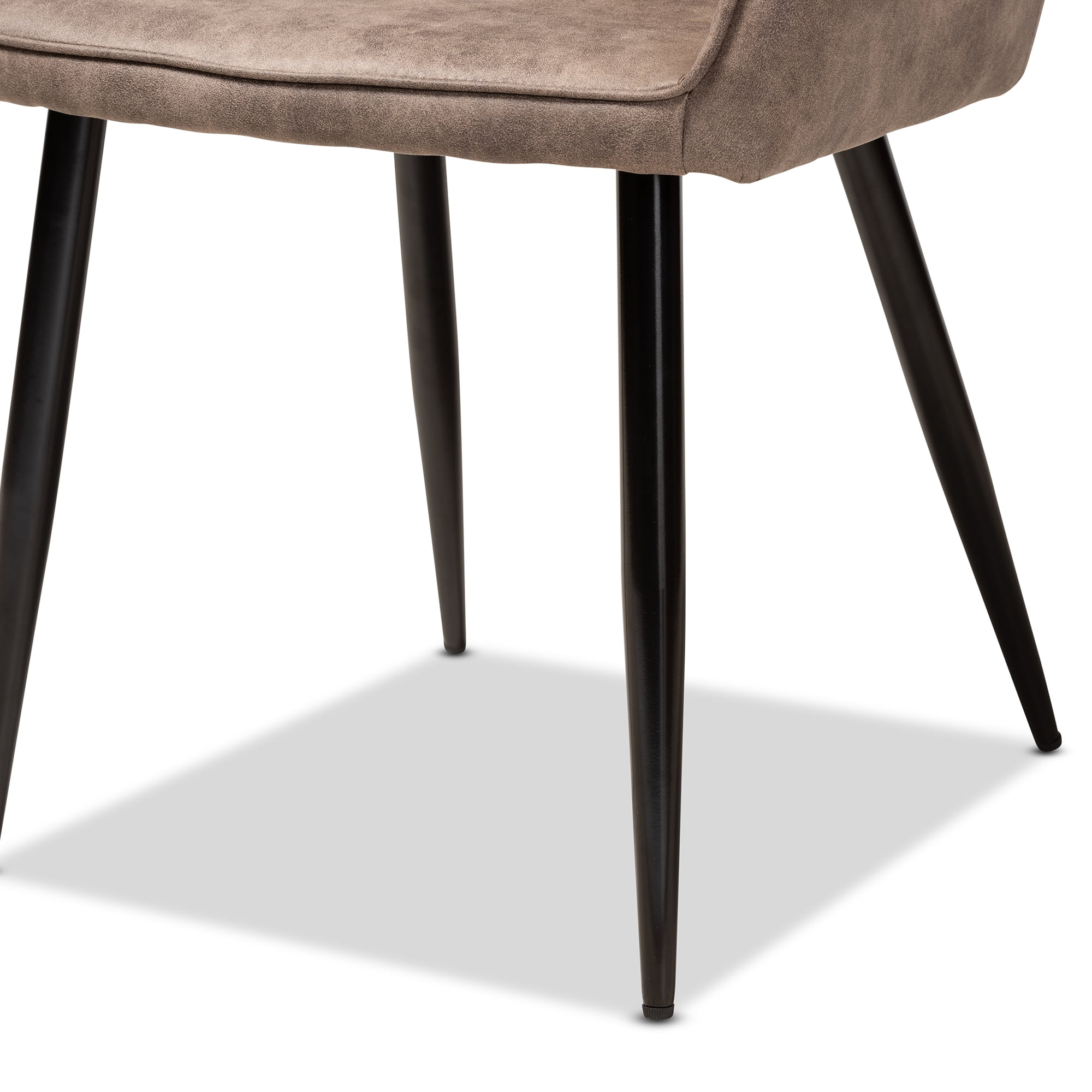 Baxton Studio Belen Modern and Contemporary Grey and Brown Imitation Leather Upholstered 2-Piece Metal Dining Chair Set