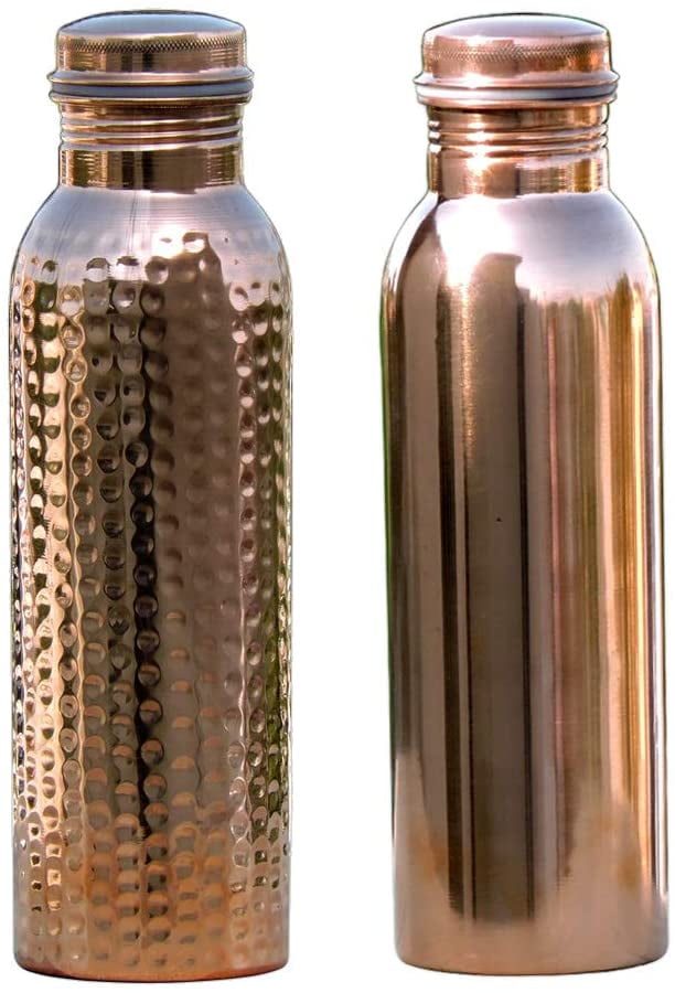 Ayurveda Health Benefits 2 PCS Pure Copper Water Bottle Leak Proof Joint Free 