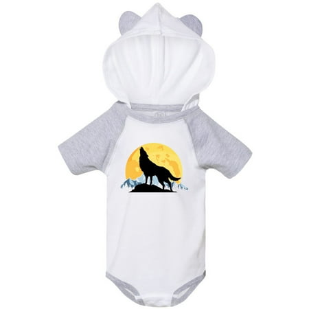 

Inktastic Wolf Wilderness Mountains Moon Gift Baby Boy or Baby Girl Bodysuit