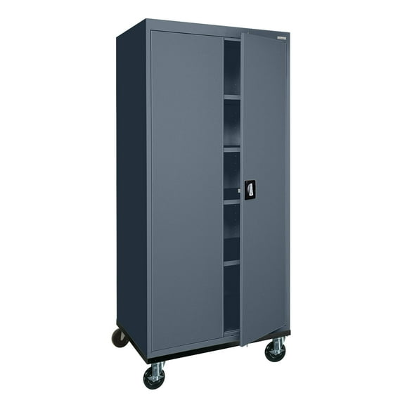 Sandusky Lee 20-Gauge Welded Steel Mobile Garage Storage Cabinet with Wheels, Charcoal