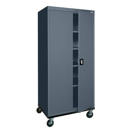 Sandusky Lee 20-Gauge Welded Steel Mobile Garage Storage Cabinet with Wheels, Charcoal