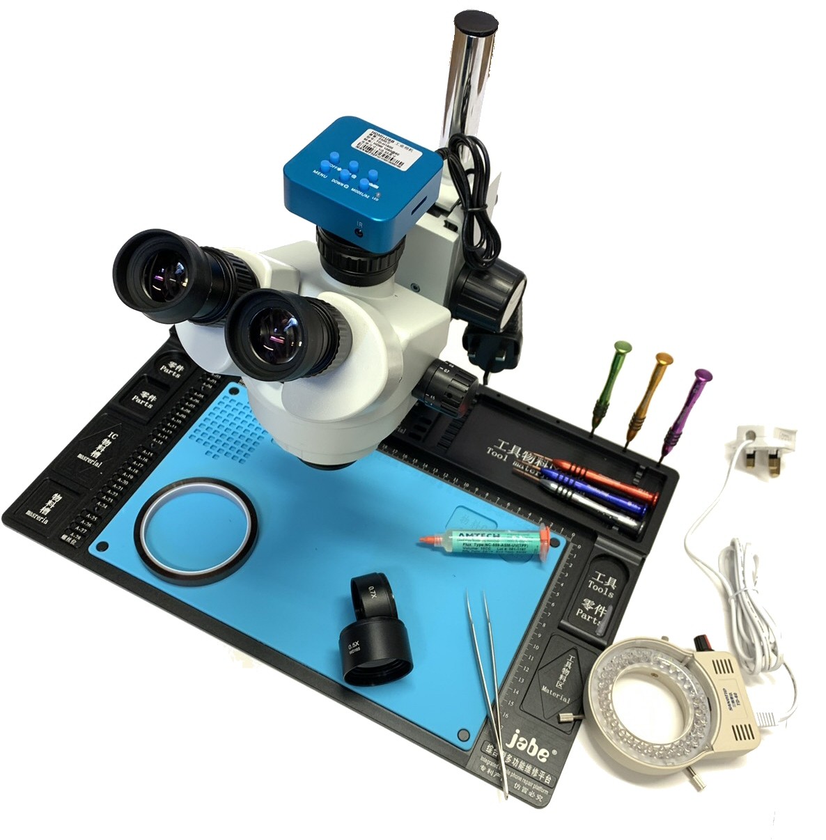 Deluxe Microscope Phone Repair Kit (Microscope,Lenses,Work Mat,Solder Paste)