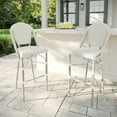 thumbnail image 2 of Martha Stewart Set of 2 Indoor-Outdoor Stackable Bistro Bar Stools with Gray Woodgrain Aluminum Finish Frames, White/Gray Woven Rattan Backs/Seats, 2 of 9