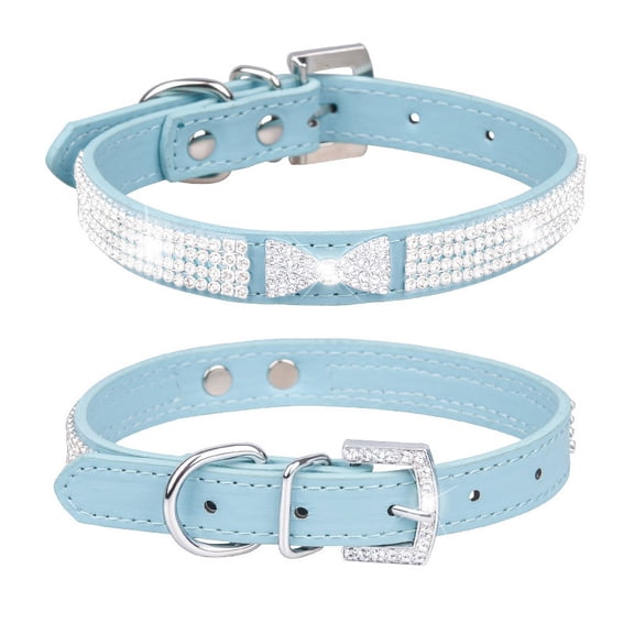 Sparkle Dog Collar, Princess Style Glittering Collar with Metal Charm, Cute for Birthdays, Christmas & Dressing Up Your Pup LBlue