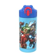 Zak Designs 14 oz Kids Water Bottle Stainless Steel Vacuum Insulated for Cold Drinks Indoor Outdoor, Marvel Avengers