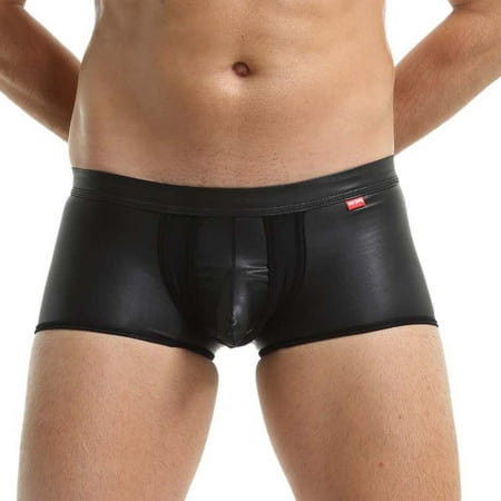 

Male Casual Solid Mesh Imitation Leather Boxers Underwear Pant Knickers Boxers