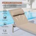 thumbnail image 2 of Patio Chaise Lounge Set Of 3, Aluminum Pool Lounge Chairs With Side Table, Outdoor Adjustable Recliner All Weather For Poolside, Beach, Yard, Balcony (Khaki), 2 of 6