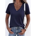 thumbnail image 6 of FreshPretty V Neck T Shirts for Women Summer Tops Spring Short Sleeve Dressy Casual Blouses Basic Tees Fashion Clothing, 6 of 7