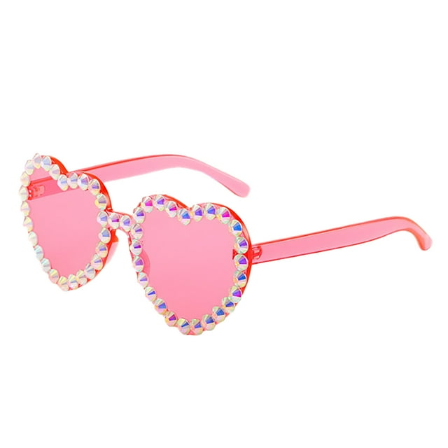Harpily Adult Transparent Multi Color Love Shape Integrated Diamond Decorative Glasses