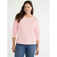 thumbnail image 2 of Free Assembly Women's Crewneck T-Shirt with Long Sleeves, Sizes XS-XXXL, 2 of 7