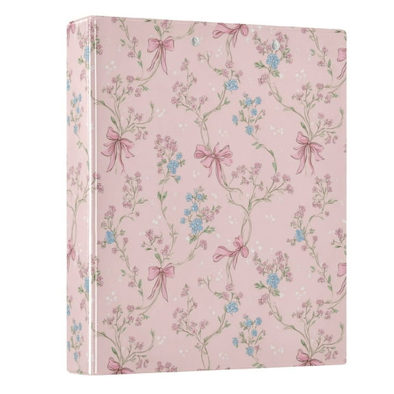 Three Ring Binder Floral Vine Bow 1.5 Inch Round Binder D-Rings for Office Supplies and More