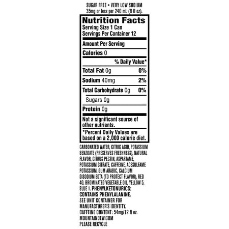 Diet Code Red Mountain Dew Ingredients Warning
