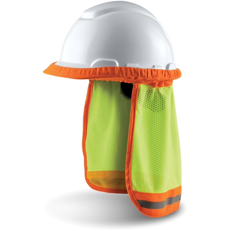 Safety Hard Hat Neck Shield Helmets Sun Shade  Reflective Stripe Yellow New J 