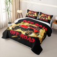 thumbnail image 3 of Castle Fairy Neon Off-Road Truck Twin Quilt Set,Lightning Flame Design Twin Coverlet Set for Bedroom,Red Orange, 3 of 6