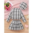 thumbnail image 4 of Mikrdoo 5Y Girls Elegant Outfits Girls Skirts Set Vintage Plaid Cardigan Coat Pleated Skirts Hat 3Pcs Spring Autumn Clothing Toddler to Big Kid, 4 of 10