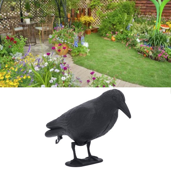 Black Raven Decoy, Complete Form Plastic Crow Decoy Decoration Time Saving Aging Resistant Easy To Clean for Garden