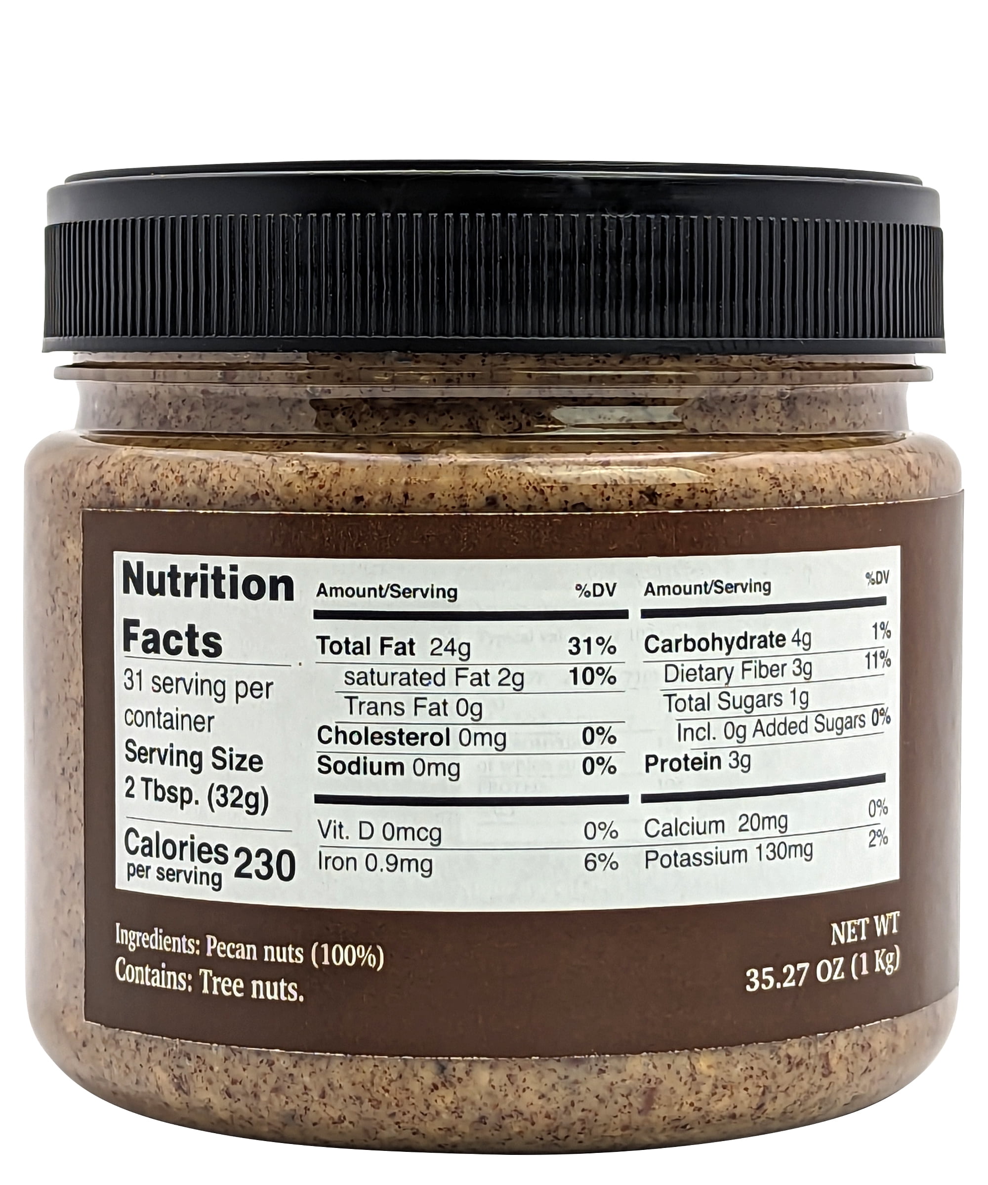 Nutural World - Crunchy Pecan Nut Butter 35 oz (1kg) - Great Taste Award Winner - Pure 100% Single Ingredient