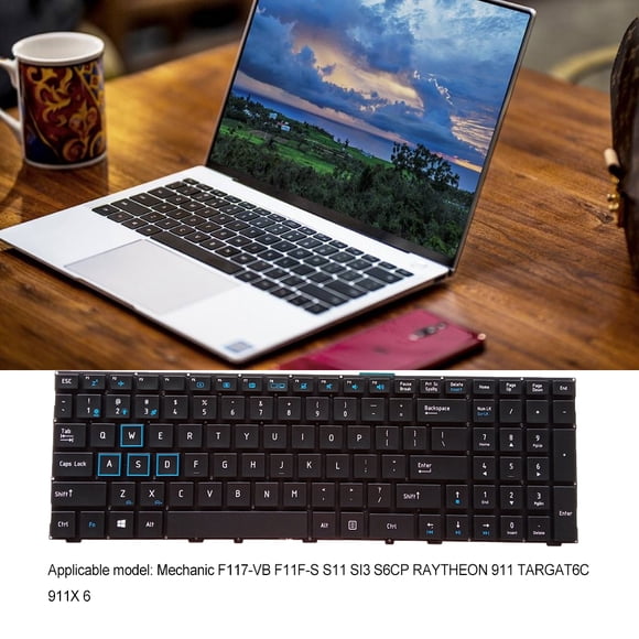 Keyboard Colorful Backlight Fluent Typing PC Laptop Precise Input Apparatus Blue Letters Notebook Light Replacement for Machenike F117 US