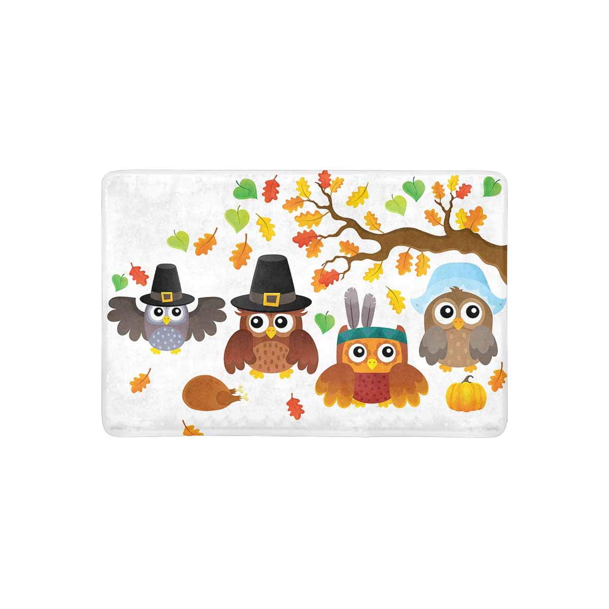 MKHERT Thanksgiving Owls Turkeys Pumpkins Doormat Rug Home Decor Floor