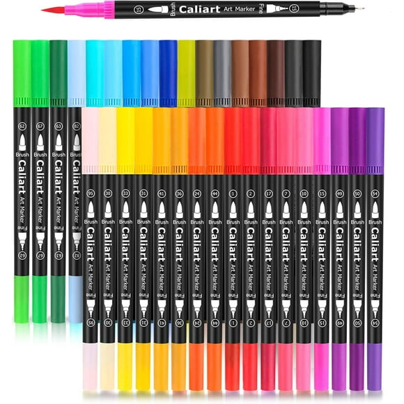 Easygou Tip Brush Pens Art Markers, Aesthetic Cute Preppy Stuff School Supplies, Artist Fine & Brush Pen Coloring Markers for Kids Adult Book Cards Drawing Craft Kit Teacher Office Supplies