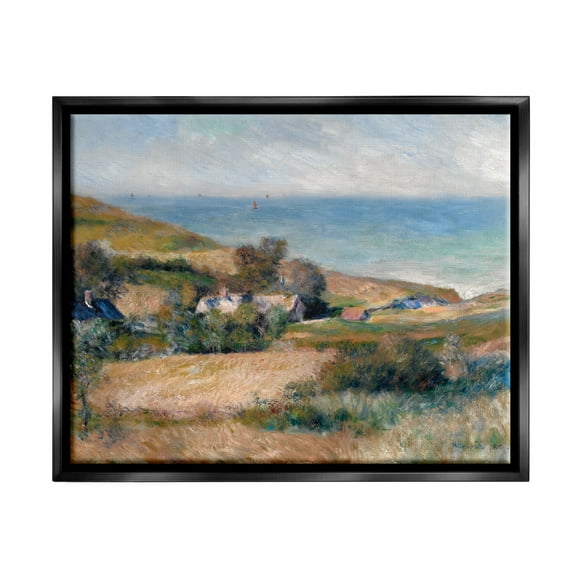 Stupell Industries Nautical Countryside Cottage Landscape Painting Black Floater Framed Canvas Art Print Wall Art, 21 x 17