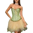 thumbnail image 1 of Tops de Corsé para Mujer, Lencería Moldeadora con Bustier, Body Push Up con Cintura de Encaje Verde L, 1 of 10