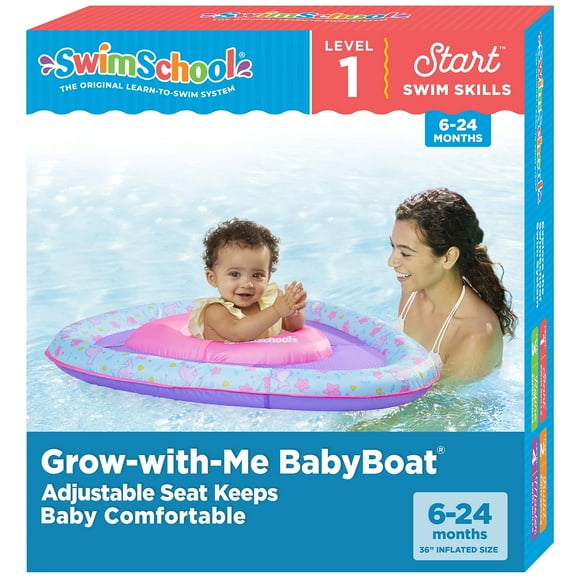SwimSchool Lil Narwal Baby Pool Float - 6-24 Months - Infant Swim Float with Splash & Play Activity Center and Safety Seat - Pink