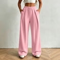 thumbnail image 3 of Elwylmiz Womens Wide Leg Sweatpants Pleated High Waist Pants, Drawstring Loose Fit Straight Casual Trousers Workout Lounge Pants, 3 of 6