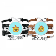 Fiery Hot Burning Vogue Fashion Flame Bracelet Hand Strap Leather Rope Wristband Double Set