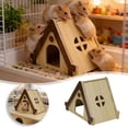 thumbnail image 4 of Wooden Hamster Habitat Hideout for Small Interactive Playhouse Cage Accessory Indoor Outdoor Use, 4 of 6