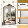 thumbnail image 4 of Gleamira 32"x 24" Arched Bathroom Mirror Vintage Vanity Mirror Wall Decorative Mirror, Antique Silver, 4 of 6