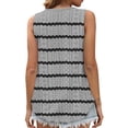 thumbnail image 3 of Tmtolofot Women's Vest Striped Print T-Shirt Ladies Round Neck Short Sleeves Top Loose Comfortable Camisole Women Sleeveless Basic Blouse Shirts 2024 Summer Fashion Tops，3_Gray，Large, 3 of 5
