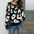 thumbnail image 2 of Aoochasliy Womens Sweaters Clearance Pullover Long Sleeves Leopard Round-Neck Tops Blouse Knitted, 2 of 5