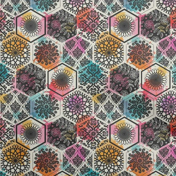 oneOone Polyester Spandex Orange Fabric Floral Fabric For Sewing Printed Craft Fabric By The Yard 56 Inch Wide-S4