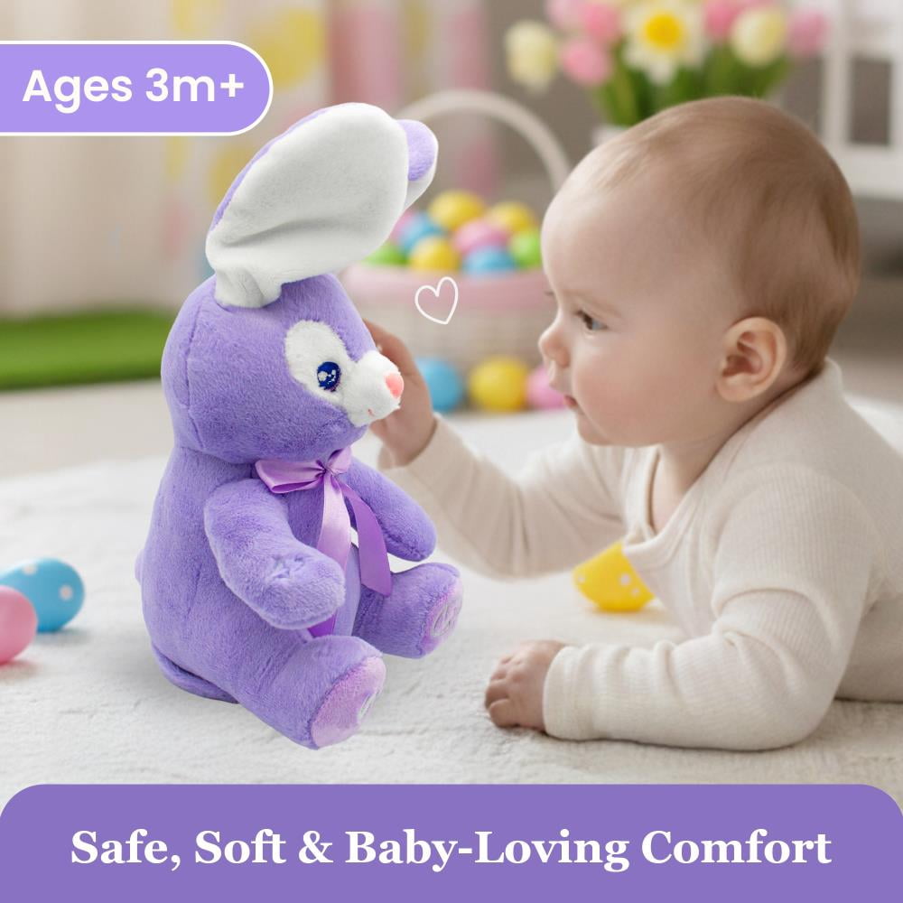 Bella Stuffed Bunny Toy - Animated Interactive Baby Bunny with Peek-a-Boo Feature and Singing Songs - Perfect Baby Plush Toy Gift for Ages 0-2, Purple (Set of 2, Purple) by Dimple