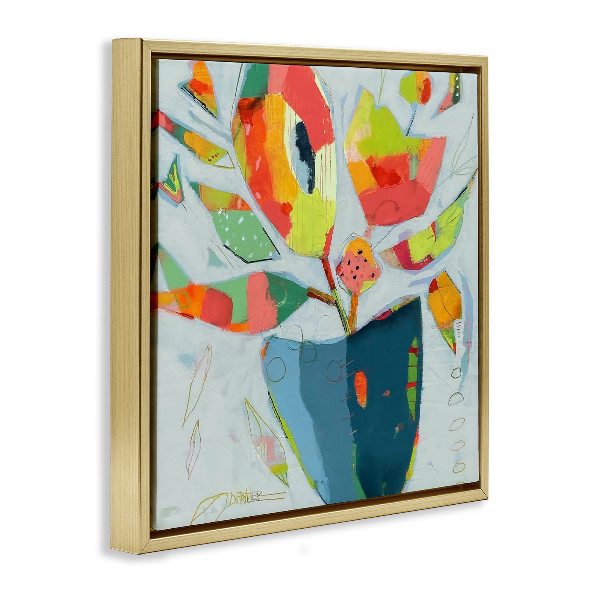 Getting My Groove On Gold Framed Floater Canvas Wall Art, design by Dianna Fritzler