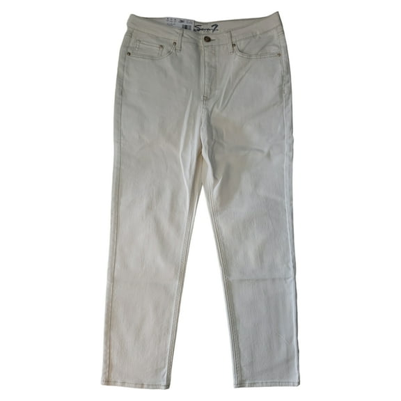 Seven Ladies Vintage-Inspired Flattering High Rise Slim Straight Jean (Stone, 10)