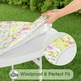 thumbnail image 5 of Round Tablecloth with Elastic Hem and Elegant Floral Pattern, Water-Resistant Polyester Fabric, Fits 44-52 Inch Tables, Extra Large, 5 of 7