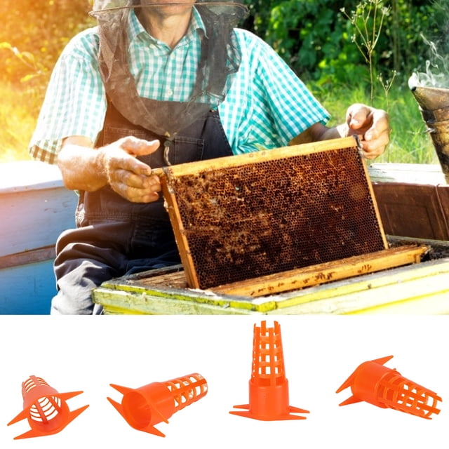 Bee Queen Cage Beekeeping Rearing Tools Bee Queen Rearing Cup Beekeeping Tools 30pcs Plastic Bee Queen Cage Protective Cover Queen Rearing Cup Beekeeping Equipments Tools
