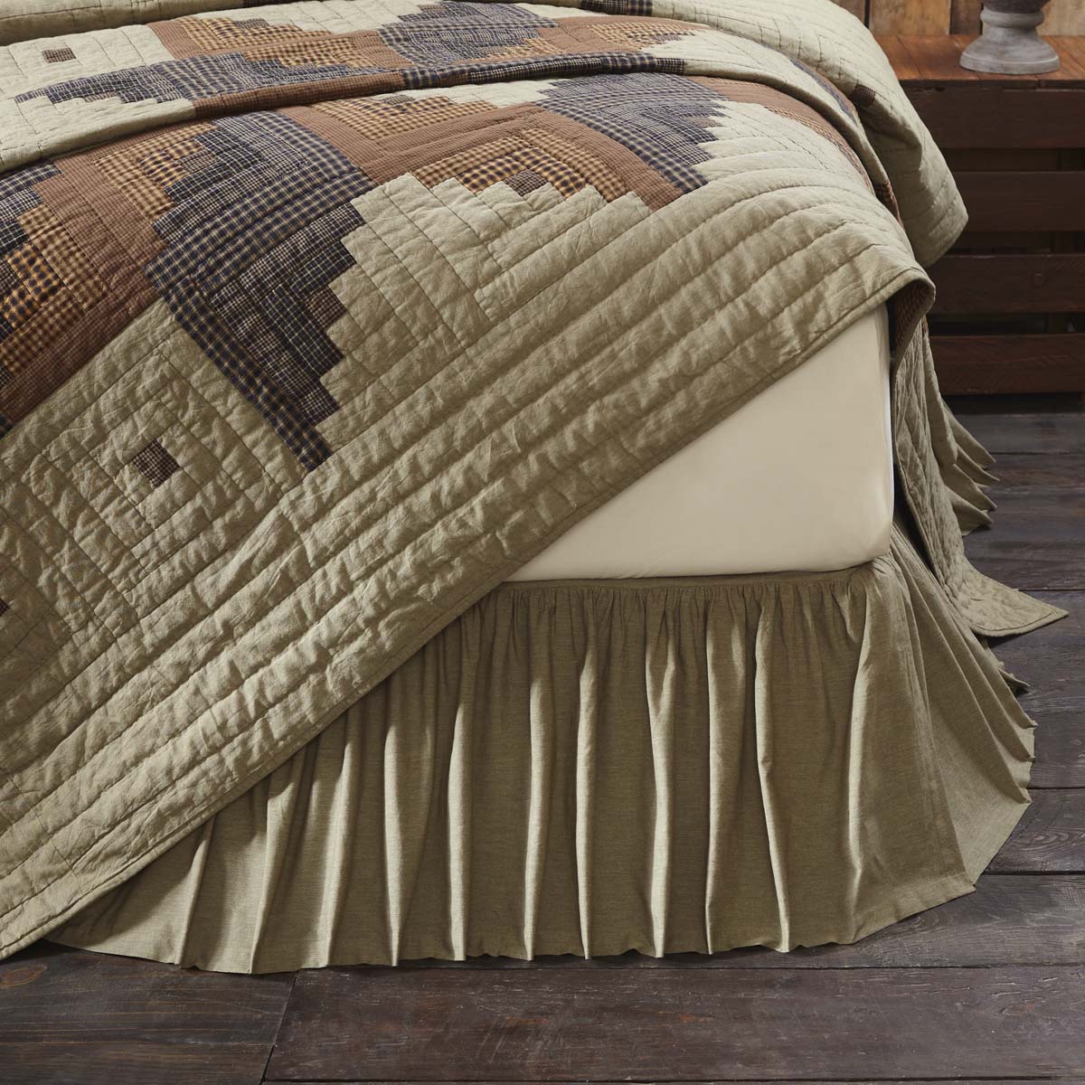 Khaki Green Tan Rustic Lodge Bedding Novak Cotton Split Corners Khaki Green Tan Rustic Lodge Bedding Novak Cotton Split Corners Gathered Chambray Solid Color Queen Bed Skirt Com