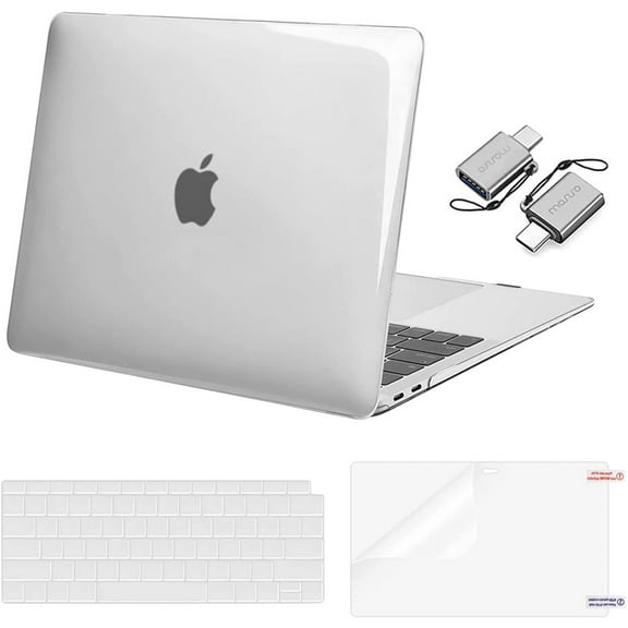 MOSISO Compatible with 2022 - 2018 MacBook Air 13 inch Case A2337 M1 A2179 A1932 Retina Display Touch ID, Plastic Hard Shell Case&Keyboard Cover&Screen Protector&Type C Adapter, Transparent