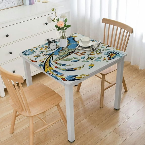 BANET Rustic Rectangular Tablecloth , Bird Floral Vintage Washable Table Cover for Party Picnic Dinner Decor white