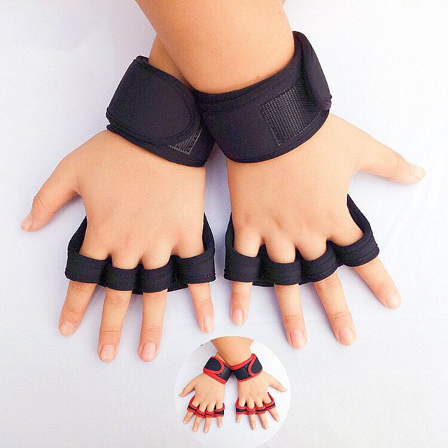 Guantes de levantamiento de pesas antideslizantes, medio dedo, soporte de muñeca, entrenamiento de culturismo, deportes, ejercicio, entrenamiento deportivo, gimnasio transpirable Fivean Guantes deportivos